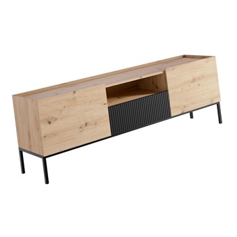 meble KOME 09 komoda stolik szafka RTV z drzwiami na nóżkach artisan czarny