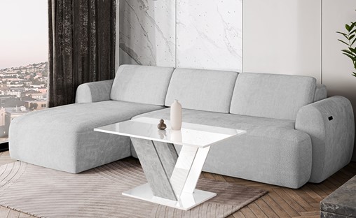 DU1 ława nowoczesny stolik kawowy 100x60 do salonu biały połysk beton