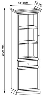 meble LUCCA W2D1S klasyczna witryna do salonu z szufladą czarny g dąb craft