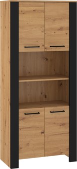 meble DELIS 09 wysoki regał z drzwiami półkami dąb artisan czarny
