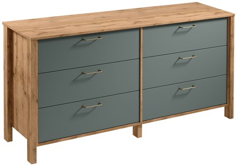 meble INDYGO K6S komoda z szufladami do salonu sypialni dąb wotan zieleń