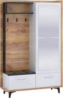 meble DOX 05 garderoba przedpokój z siedziskiem lustrem craft biały czarny