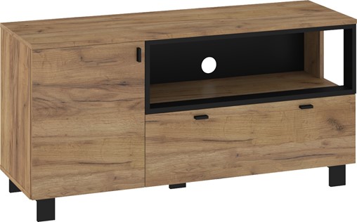 meble GAVES 12 komoda stolik szafka RTV do salonu loft dąb craft zło czarny