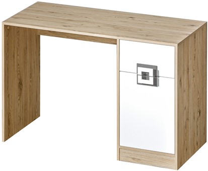 meble NICO 10 biurko gamingowe komputerowe młodzieżowe dąb jasny biały popi