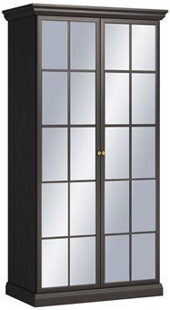 meble LUCCA S2DL szafa z lustrem do sypialni przedpokoju czarny grafit