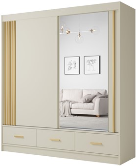 CA35-20 szafa przesuwna z szufladami lustrem lamelami cashmere kaszmir uzS