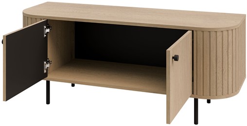 meble OVALIO 302 komoda stolik szafka RTV na nóżkach do salonu dąb cremona