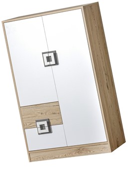 meble NICO 07 wysoka komoda z szufladami drzwiami młodzieżowa dąb biały pop