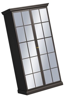 meble LUCCA S2DL szafa z lustrem do sypialni przedpokoju czarny grafit