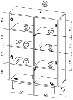 meble TILA #1 zestaw witryna komoda stół rozkładany dąb olejowany cashmere