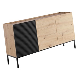 meble KOME 08 duża szafka komoda z drzwiami na nóżkach dąb artisan czarny