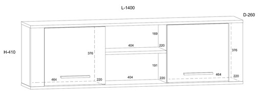 meble MIGES 13 szafka półka wisząca ścienna dąb artisan beton czarny