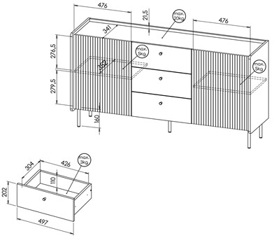 meble PRESTIGO 05 komoda z szufladami loft ryfle