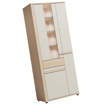 meble SOLO 02 duża witryna do salonu z szufladą dąb riva cashmere kaszmir