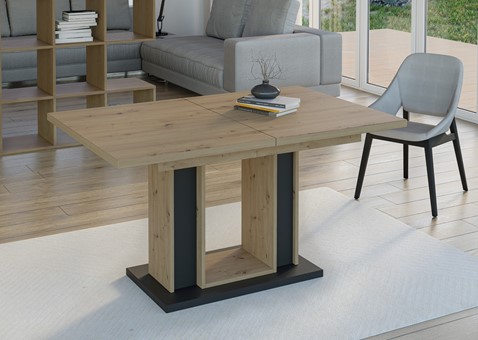 FOREST nowoczesny stół rozkładany do salonu 140/180x90 dąb artisan / czarny