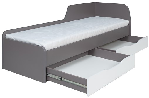meble ZONDA 22 łóżko bez mat popiel / biały połysk
