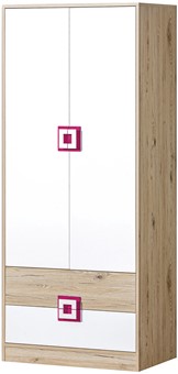 meble NICO 01 szafa dwudrzwiowa z szufladami młodzieżowa dąb biały róż