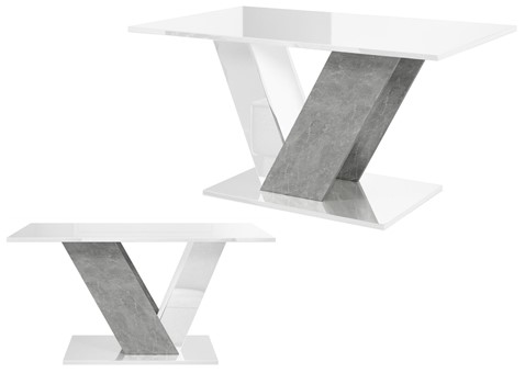 DU1 ława nowoczesny stolik kawowy 100x60 do salonu biały połysk beton