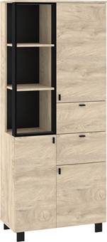 meble GAVES 10 szafka wysoki regał z szufladami drzwiami dąb endgrai czarny