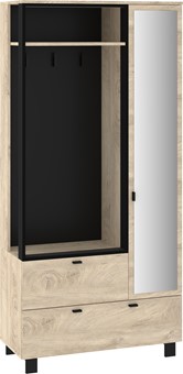 meble GAVES 05 przedpokój garderoba z lustrem loft dąb endgrain czarny