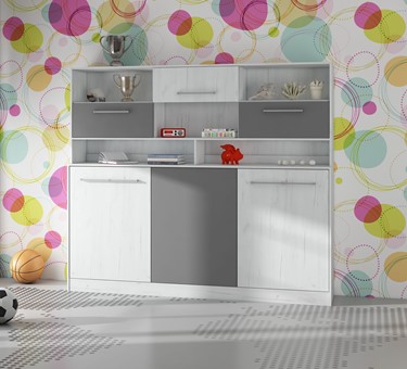 Półkotapczan łóżko chowane składane 90x200 ERGO +NADST. craft biały grafit
