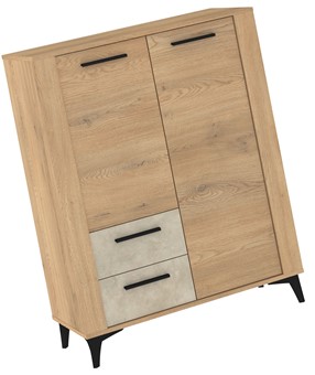 meble MIGES 08 regał z szufladami drzwiami na nóżkach dąb cremona granada m