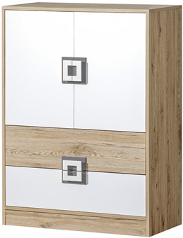 meble NICO 09 komoda z szufladami drzwiami młodzieżowa dąb jasny popiel