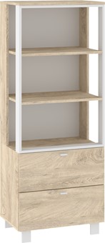 meble GAVES 08 regał z szufladami półkami do salonu loft dąb endgrain biały