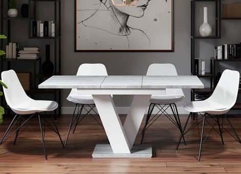 MASIV nowoczesny stół rozkładany do salonu jadalni 120x80 beton biały mat