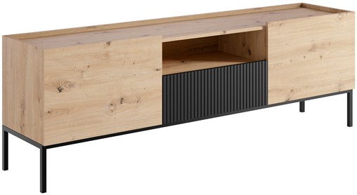 meble KOME 09 komoda stolik szafka RTV z drzwiami na nóżkach artisan czarny