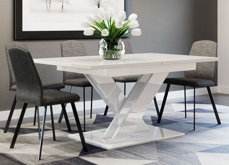 BRONX nowoczesny stół rozkładany 140/180x80 do salonu jadalni biały połysk