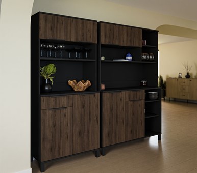 meble kuchenne MONZA bufet 80+120 szafka kawiarka czarny orzech okapi