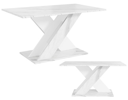 TX1 ława nowoczesny stolik kawowy 110x60 do salonu biały marmur biały