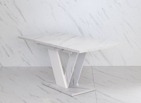 DUBAI nowoczesny stół rozkładany do salonu jadalni 120x80 biały marmur bia.