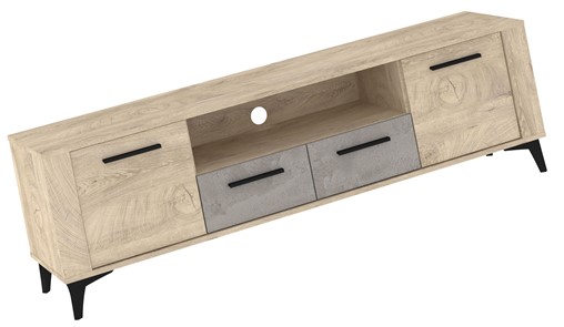 meble MIGES 11 komoda stolik szafka RTV z szufladami dąb endgrain beton sza