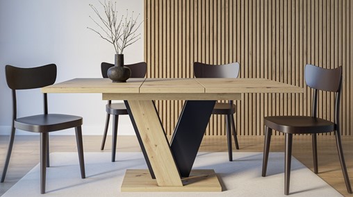 VINEY nowoczesny stół rozkładany do salonu jadalni 120x90 artisan czarny