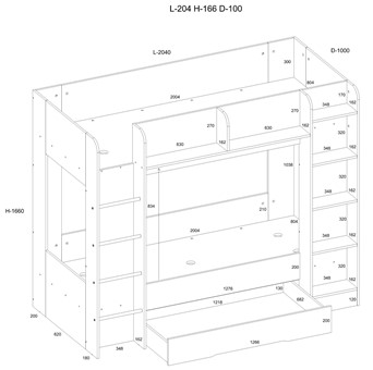 Łóżko piętrowe dziecięce młodzieżowe 2 osobowe 80x200 EVEST sonoma biały