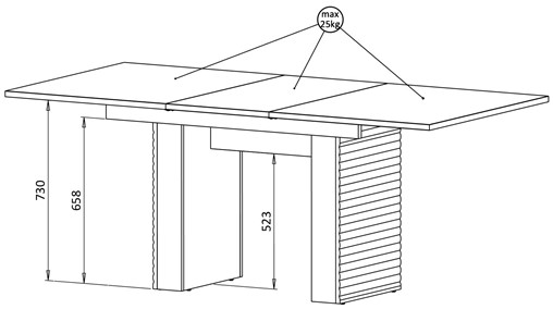 meble TILA #1 zestaw witryna komoda stół rozkładany dąb olejowany cashmere