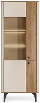 meble AURENA 02 LED nowoczesna wysoka witryna na nóżkach orzech cashmere