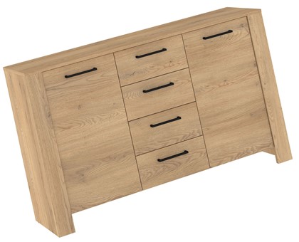 meble DELIS 03 duża komoda z szufladami drzwiami do salonu dąb cremona