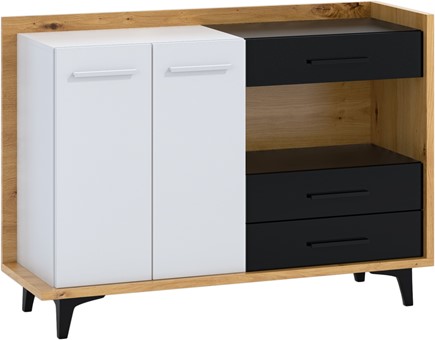 meble DOX 02 duża szafka komoda z szufladami do salonu artisan biały czarny