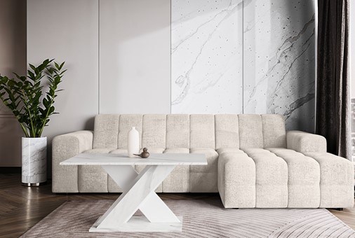 TX1 ława nowoczesny stolik kawowy 110x60 do salonu biały marmur biały