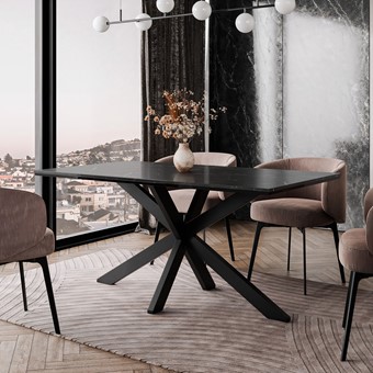 WERO nowoczesny loftowy stół do salonu jadalni 160x90 marmur royal czarny