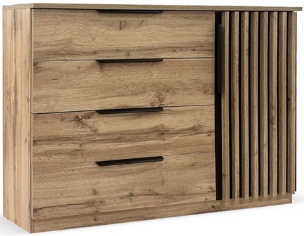 meble RISE 04 komoda z szufladami lamelami do salonu sypialni dąb artisan
