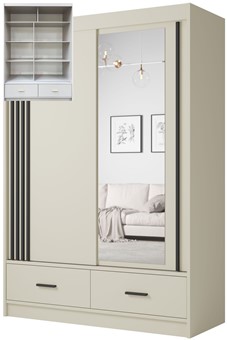 CA34-15 szafa przesuwna z szufladami lustrem lamelami cashmere kaszmir UCP