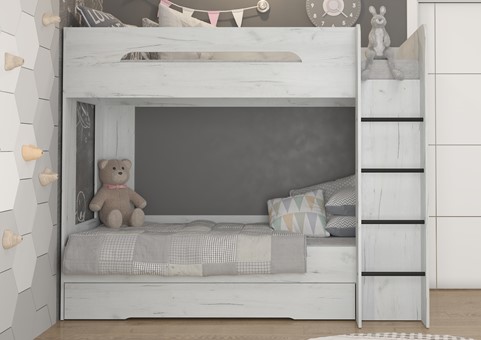 Łóżko piętrowe dziecięce młodzieżowe 2 osobowe 80x200 BLIN dąb craft biały
