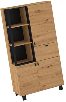 meble GAVES 09 szafka regał z półkami loft do salonu dąb artisan czarny