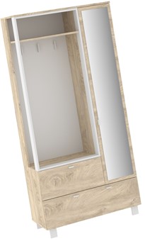 meble GAVES 05 przedpokój garderoba z lustrem loft dąb endgrain biały