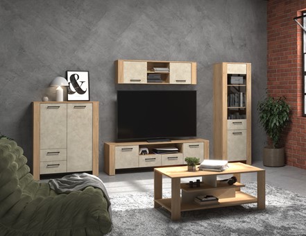 meble DELIS #2 regał szafka RTV wytryna półka stolik kawowy dąb cremona grm