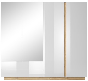 Meble MARC L duża szafa z lustrem szufladami do sypialni przedpokoju biały